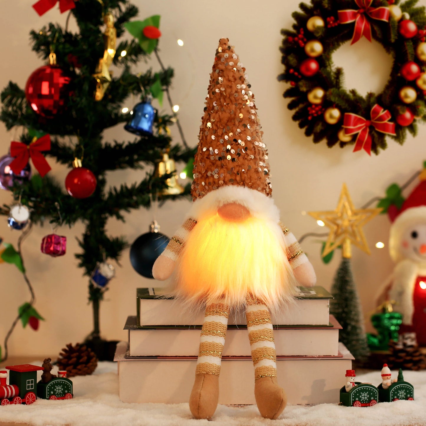 Glowing Gnome Christmas Faceless Doll 30Cm Tree Decorations 2025 Night Light Xmas Gift Navidad 2023 New Year Home Decor