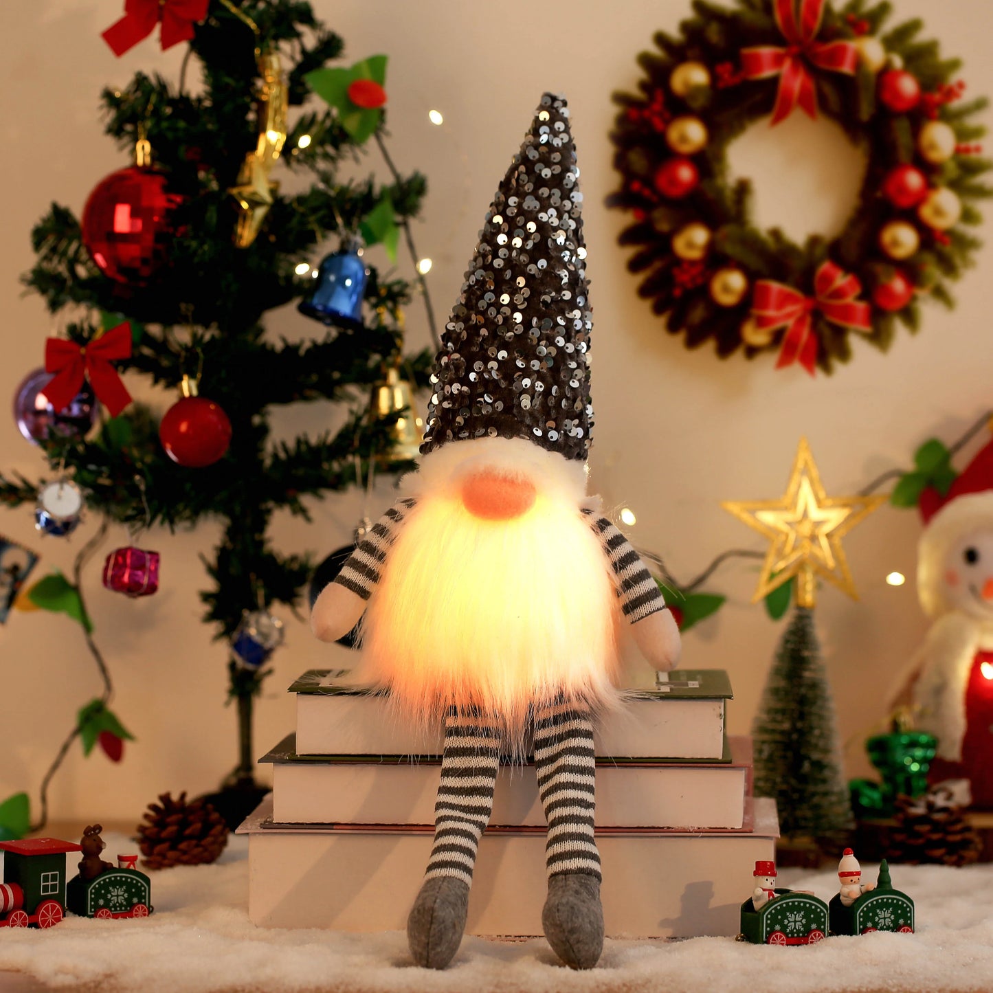 Glowing Gnome Christmas Faceless Doll 30Cm Tree Decorations 2025 Night Light Xmas Gift Navidad 2023 New Year Home Decor