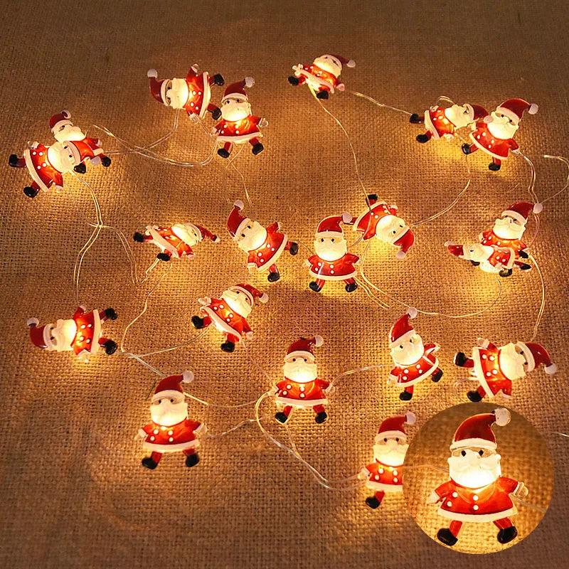 2M 20LED Santa Claus Snowflake LED Light String Christmas Decoration for Home Xmas Tree Ornament 2025 Navidad Kids Gift New Year