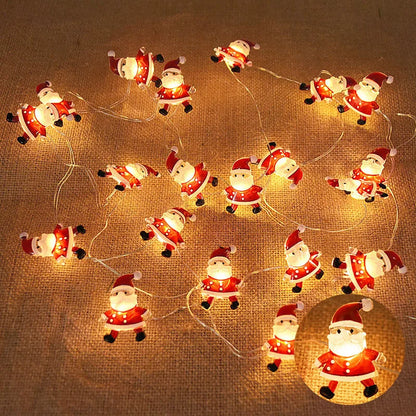 2M 20LED Santa Claus Snowflake LED Light String Christmas Decoration for Home Xmas Tree Ornament 2025 Navidad Kids Gift New Year