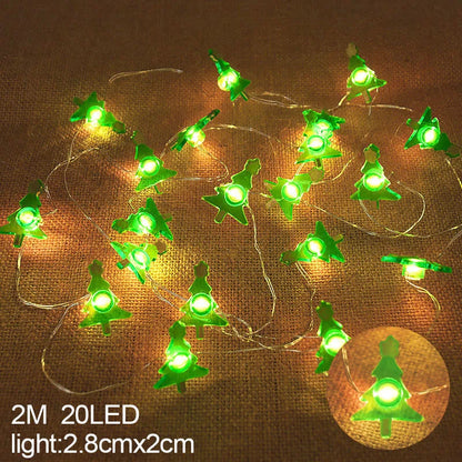 2M 20LED Santa Claus Snowflake LED Light String Christmas Decoration for Home Xmas Tree Ornament 2025 Navidad Kids Gift New Year